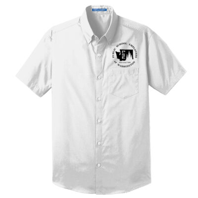 (White) Short Sleeve Carefree Poplin Shirt (SCR) Thumbnail