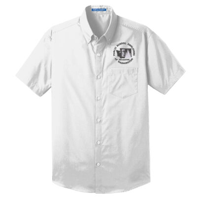 (White) Short Sleeve Carefree Poplin Shirt (EMB) Thumbnail